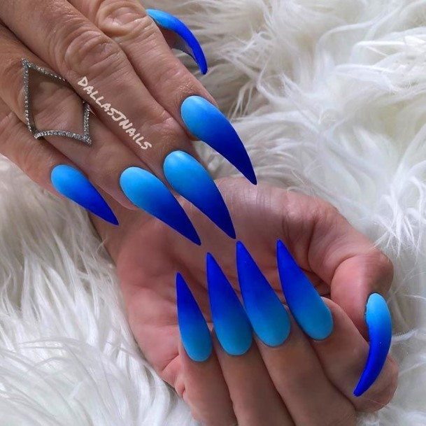 Stylish Womens Dark Blue Ombre Nail