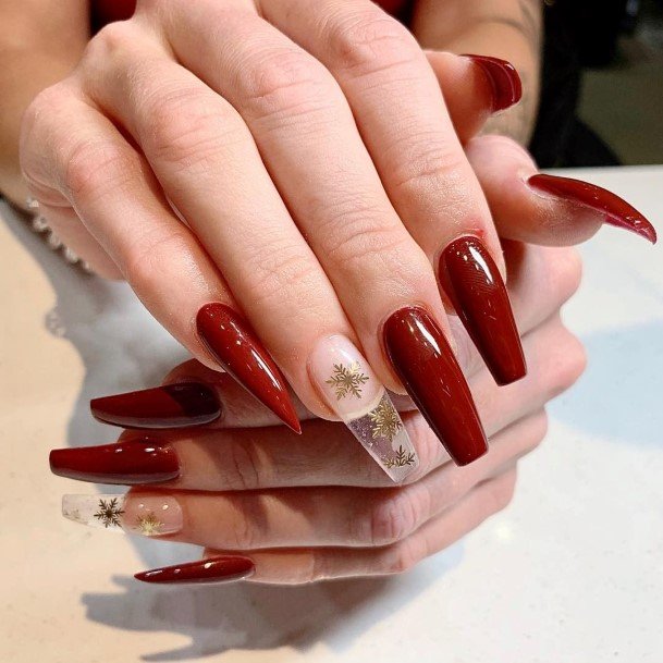 Stylish Womens Dark Red Nail