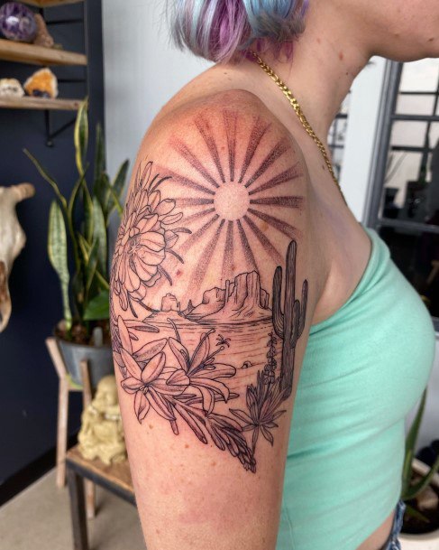 Stylish Womens Desert Tattoo