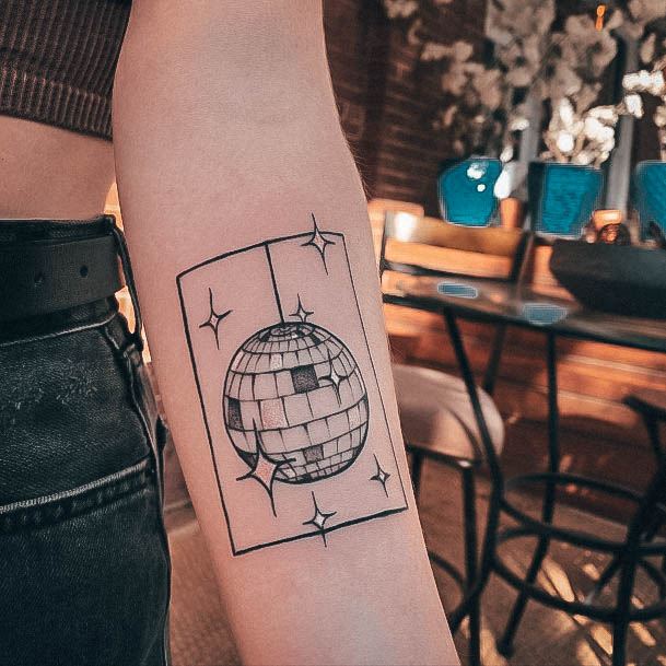 Stylish Womens Disco Ball Tattoo