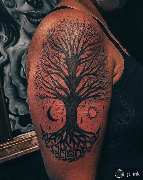 Stylish Womens Family Tree Tattoo