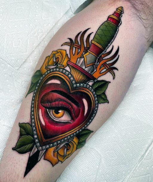 Stylish Womens Flaming Heart Tattoo