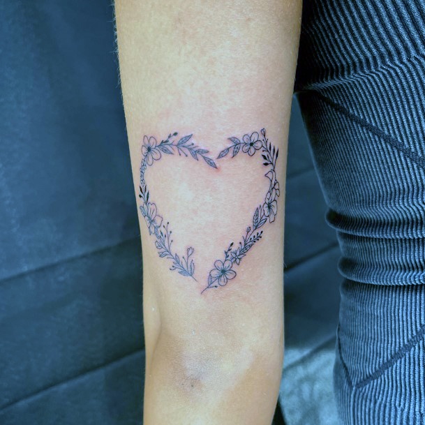 Stylish Womens Flower Heart Tattoo