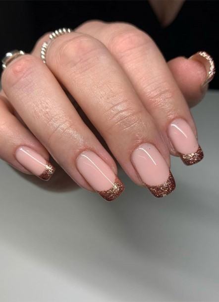 Stylish Womens Glitter French Tip Nail