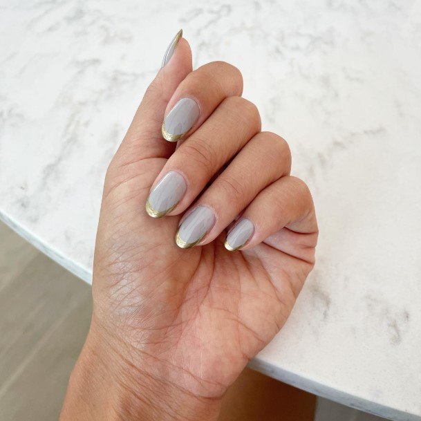 Stylish Womens Gold French Tip Nail