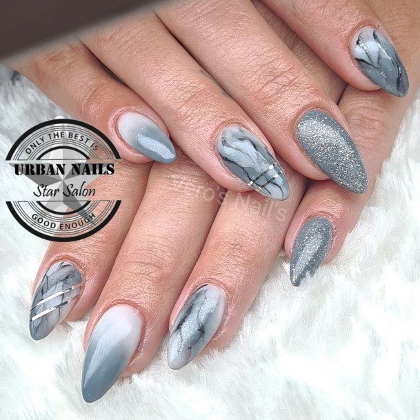 Stylish Womens Grey With Glitter Nail