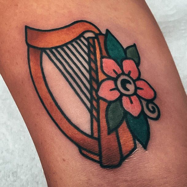 Stylish Womens Harp Tattoo