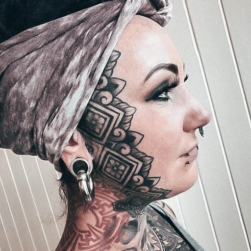 Stylish Womens Head Tattoo