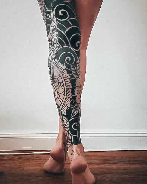 Stylish Womens Leg Sleeve Tattoo