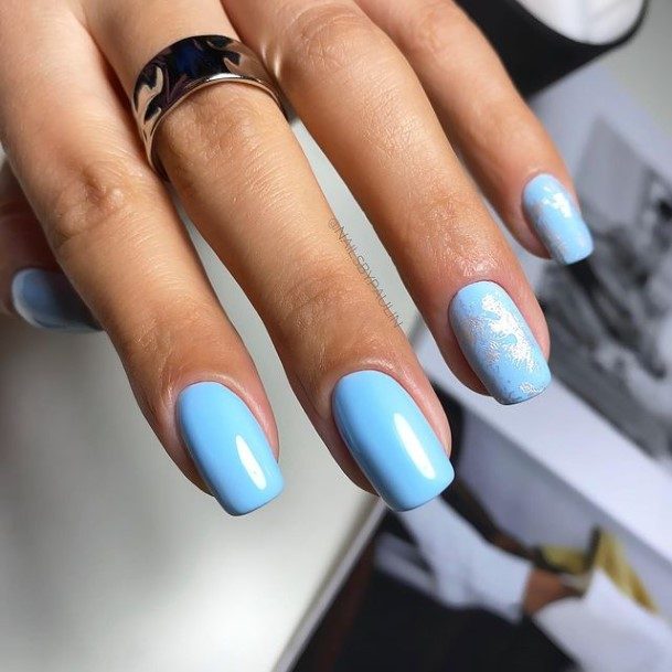 Stylish Womens Light Blue Nail