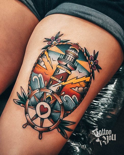 Stylish Womens Lighthouse Tattoo