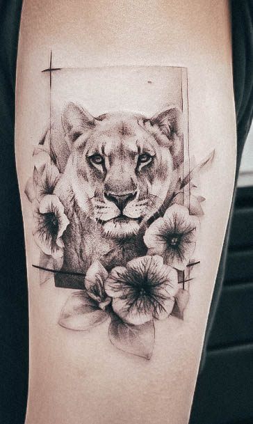 Stylish Womens Lioness Tattoo