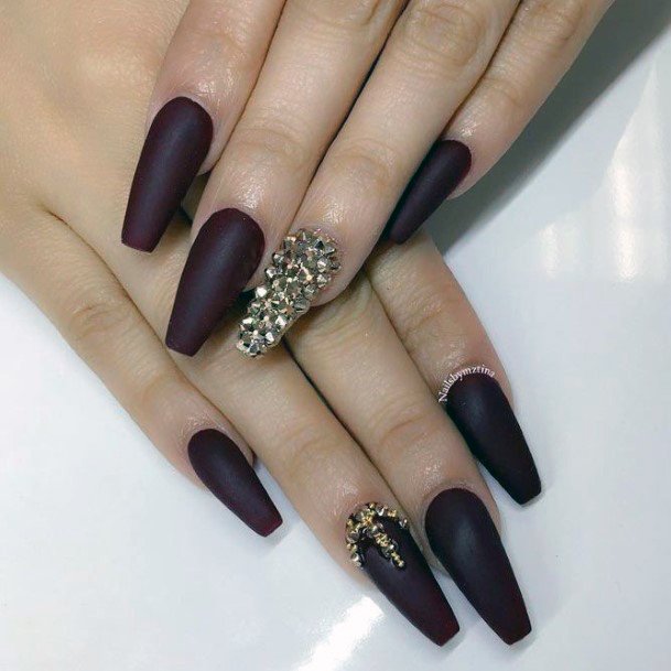 Stylish Womens Maroon Nail