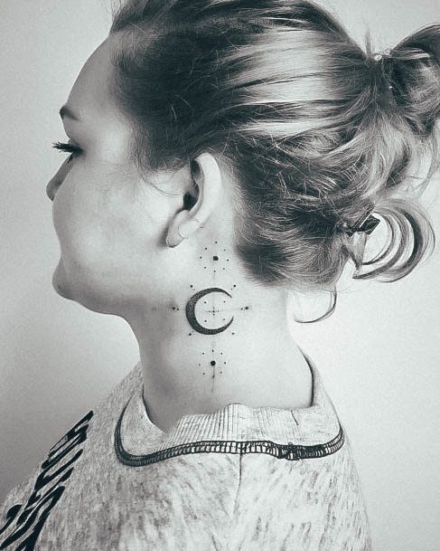 Stylish Womens Moon And Stars Tattoo