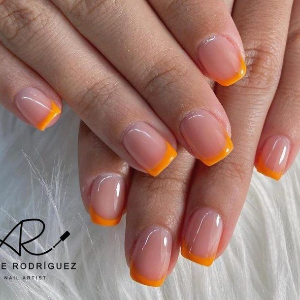 Stylish Womens Orange French Tip Nail