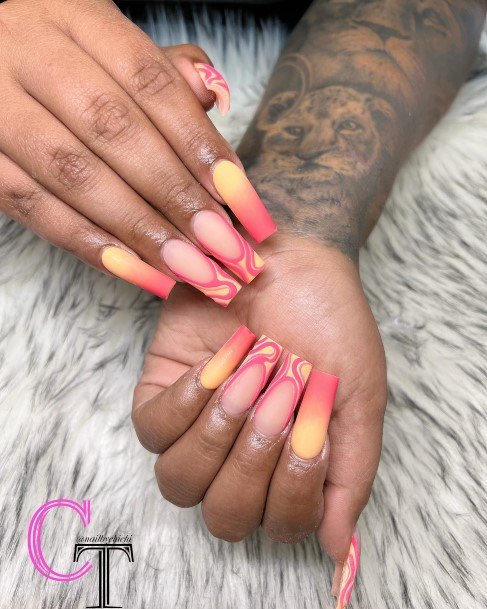 Stylish Womens Pink Ombre Nail