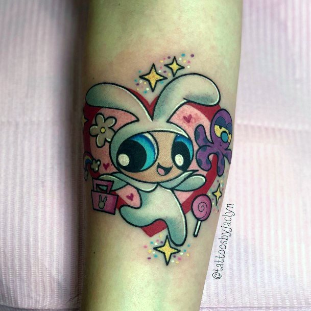 Stylish Womens Powerpuff Girls Bubbles Tattoo