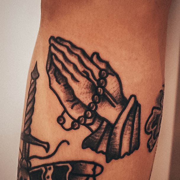 Stylish Womens Praying Hands Tattoo