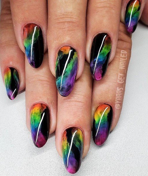 Stylish Womens Rainbow Nail