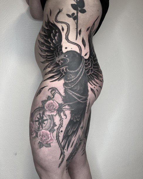 Stylish Womens Raven Tattoo