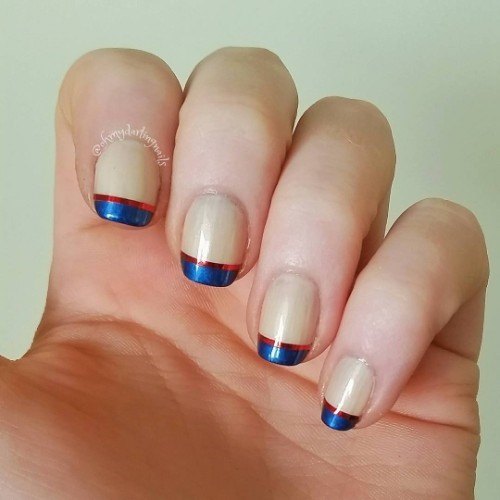 Stylish Womens Red And Blue Nail