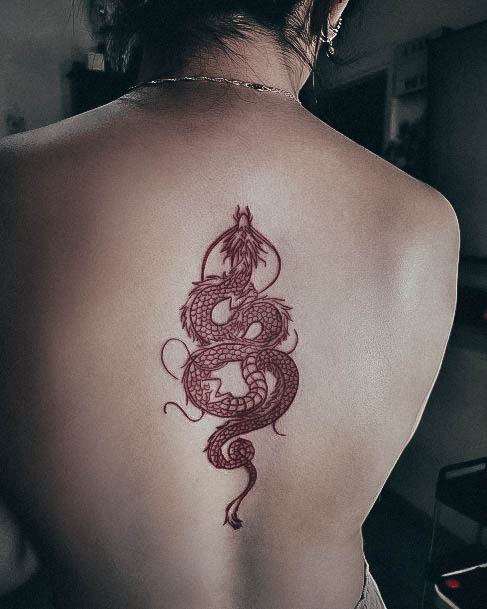 Stylish Womens Red Dragon Tattoo