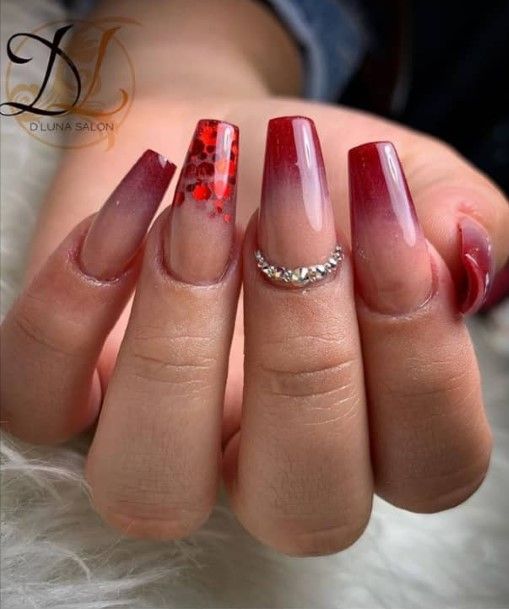 Stylish Womens Red Ombre Nail