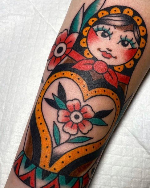 Stylish Womens Russian Nesting Doll Matryoshka Tattoo