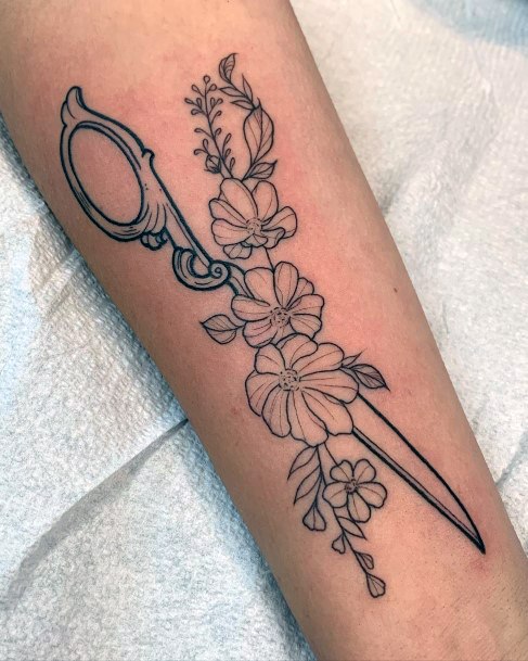 Stylish Womens Scissors Tattoo