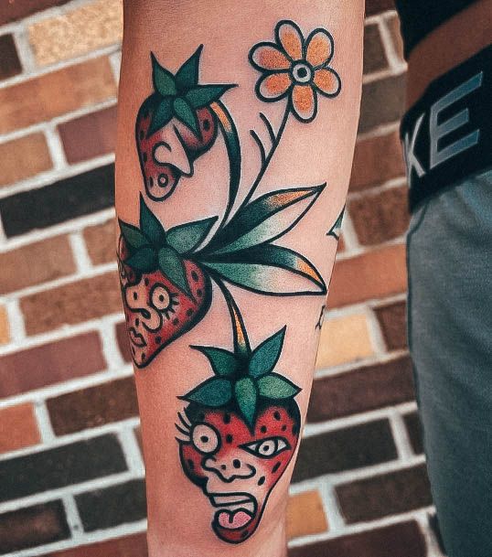 Stylish Womens Strawberry Tattoo