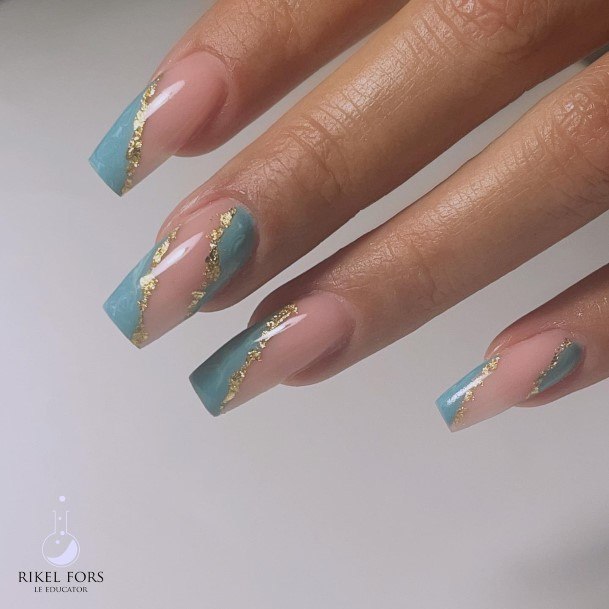 Stylish Womens Turquoise Ombre Nail