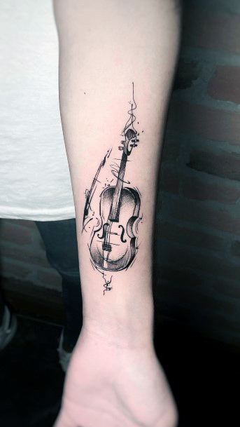 Stylish Womens Violin Tattoo