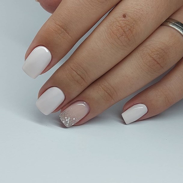 Stylish Womens White And Nude Nail