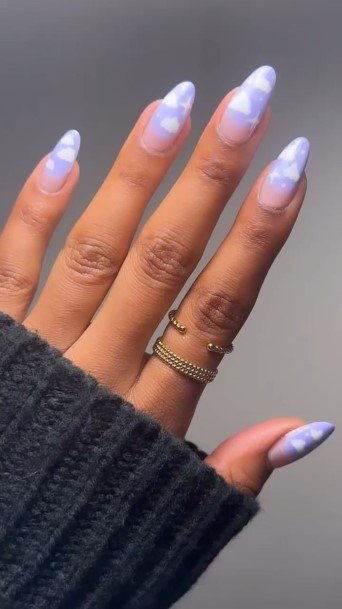 Stylish Womens White And Purple Nail