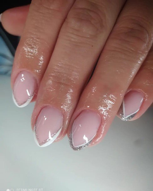 Stylish Womens White French Nail