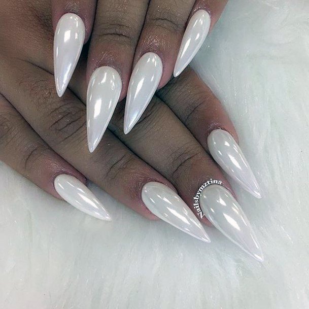 Stylish Womens White Prom Nail