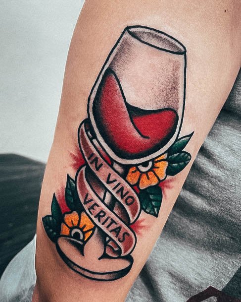 Stylish Womens Wine Glass Tattoo