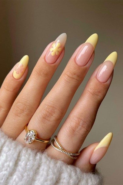 Stylish Womens Yellow French Tip Nail