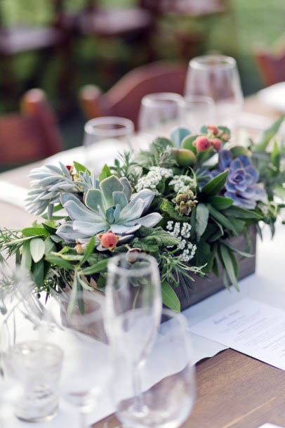 Succelent August Flowers Table Decor Wedding