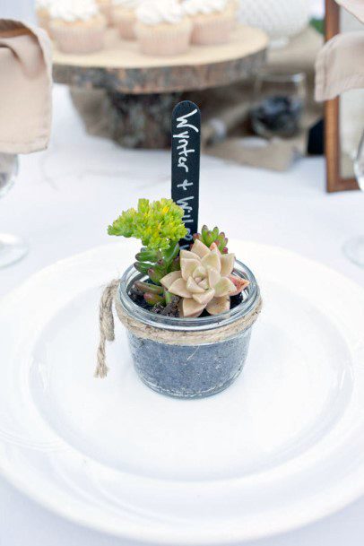 Succelents In Mason Jar Wedding Decorations