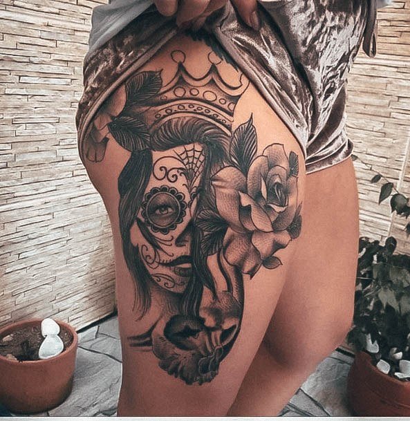 Sugar Skull Tattoo Design Inspiration For Women