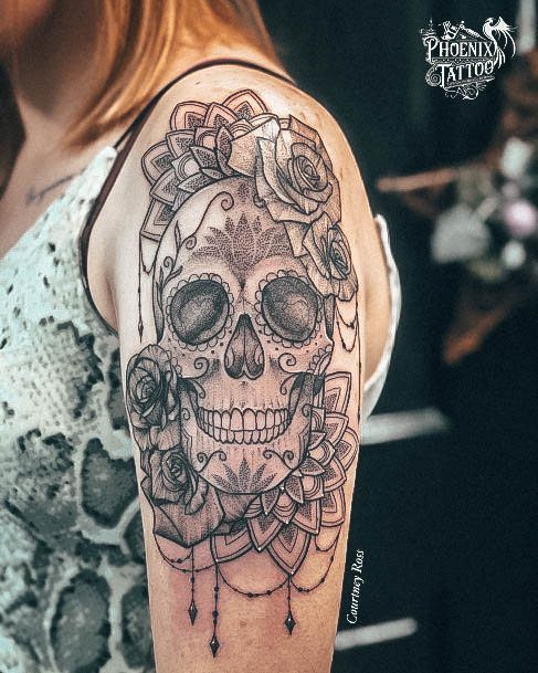 Sugar Skull Womens Tattoo Ideas