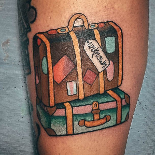 Suitcase Tattoo Design Inspiration For Women