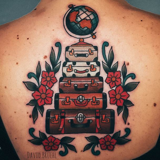 Suitcase Womens Tattoo Designs