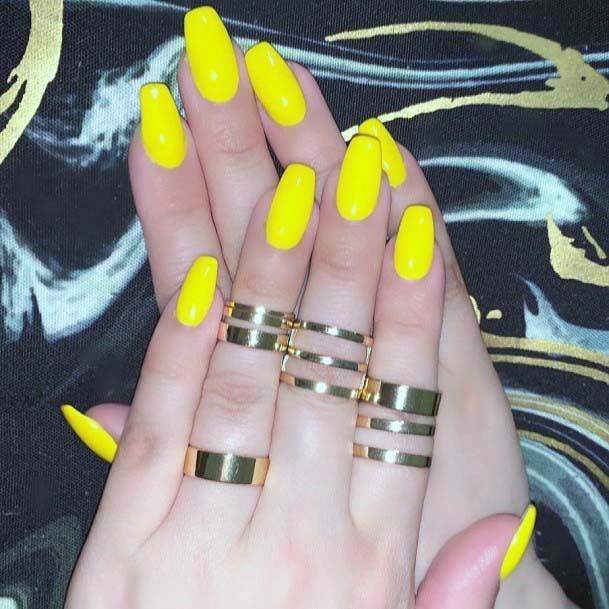 Summer Bright Yellow Nails For Women