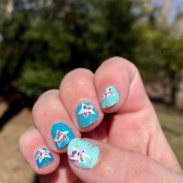 Summer Stars And Dots Nail Designs