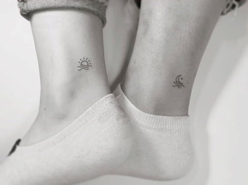Sun And Moon Best Friend Womens Tattoo Ankle