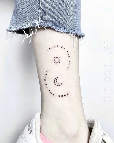 Sun And Moon Quotes Tattoo Womens Ankle