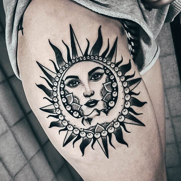 Sun And Moon Tattoo Design Inspiration For Women