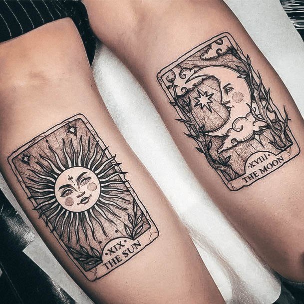 Sun And Moon Tattoo For Ladies